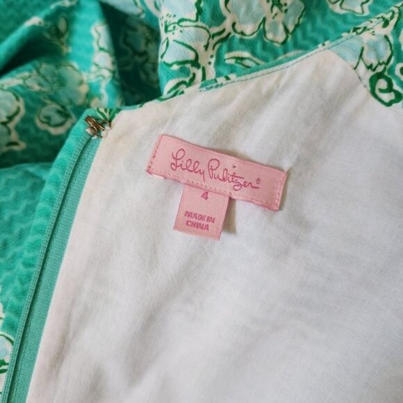 Lilly Pulitzer Parker Dress Birds & Bees Lagoon Green Rossette Mini Size… - Picture 8 of 16